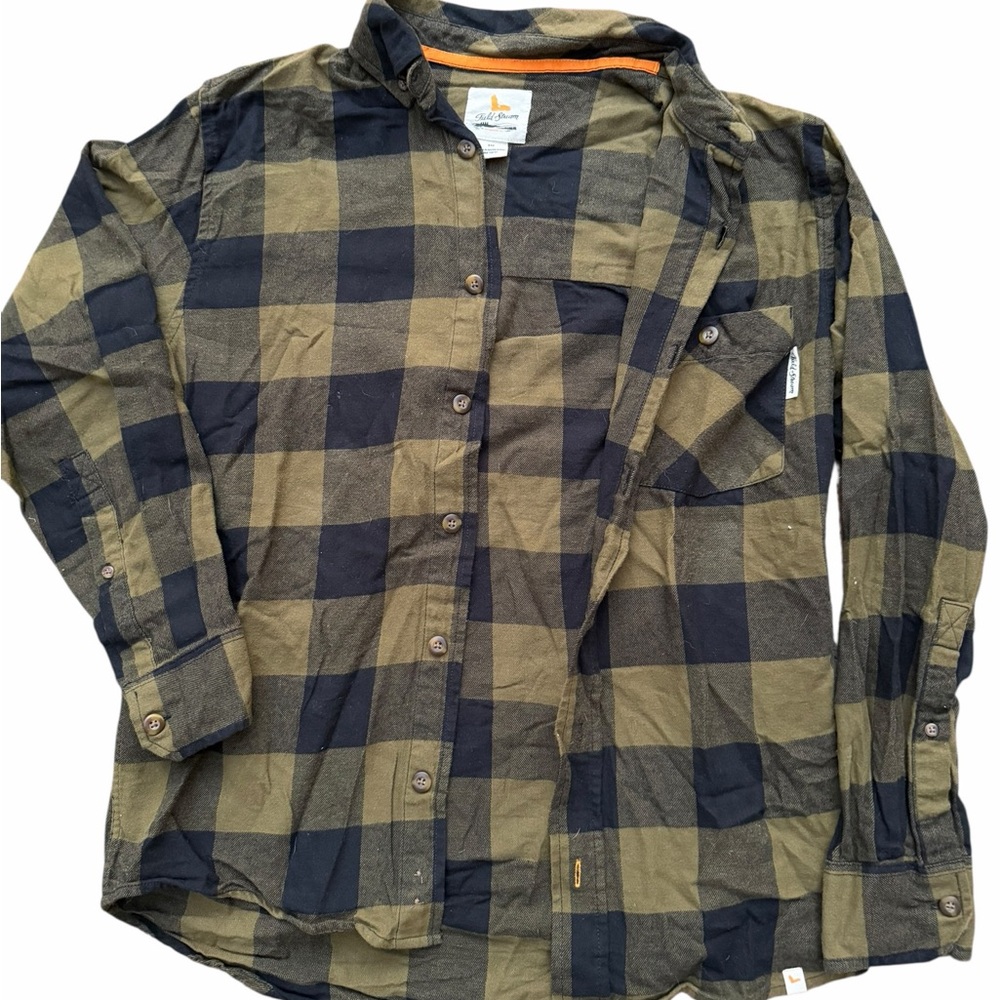 Field & Stream Buffalo Plaid Flannel Shirt Small Olive Green Outdoor
